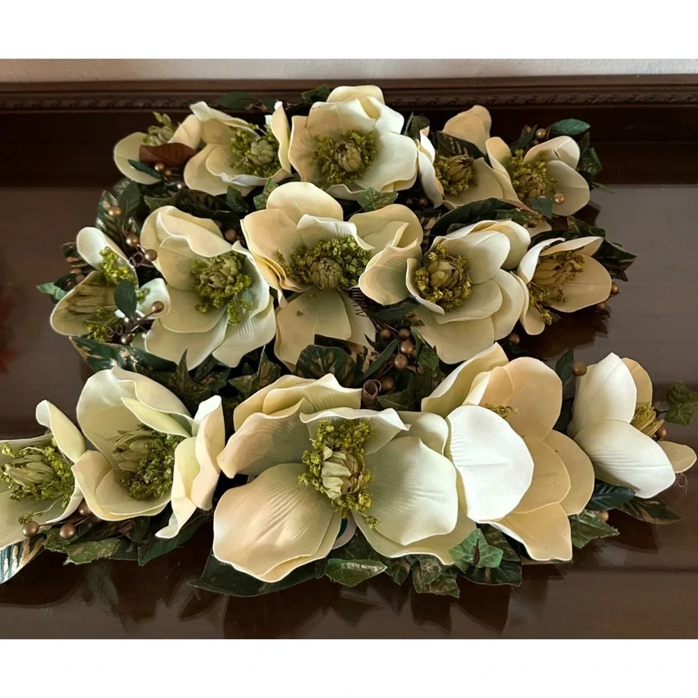 Set of 3 Partylite‎ Floral Swag Flowers Magnolia Discontinued w/ Tags